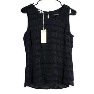 Santorelli Holly Tank Top Blouse Size 4 Black Sleeveless Lined Striped NWT
